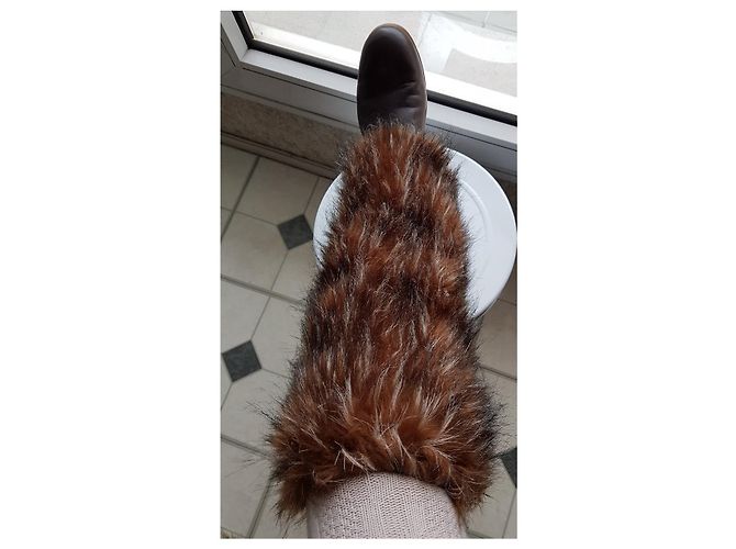 Tosca Blu - Botas yeti moon de piel marrón y pelo sintético Beige Marrón claro Marrón oscuro - vista 10