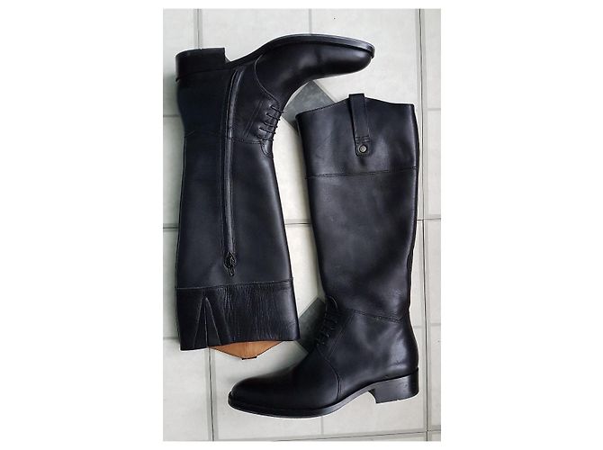 Aigle - Charmosas botas amazonas de couro preto, estilo de equitação - vista 3