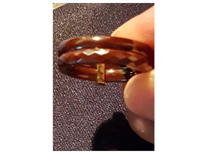 Guy Laroche - Anello in oro giallo e ceramica color cioccolato 18K & DIAMANTI Bianco D'oro Marrone scuro - vista 7