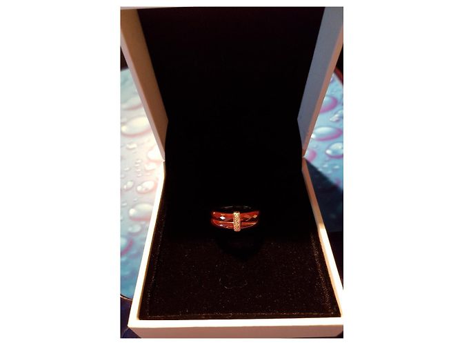 Guy Laroche - Anello in oro giallo e ceramica color cioccolato 18K & DIAMANTI Bianco D'oro Marrone scuro - vista 9