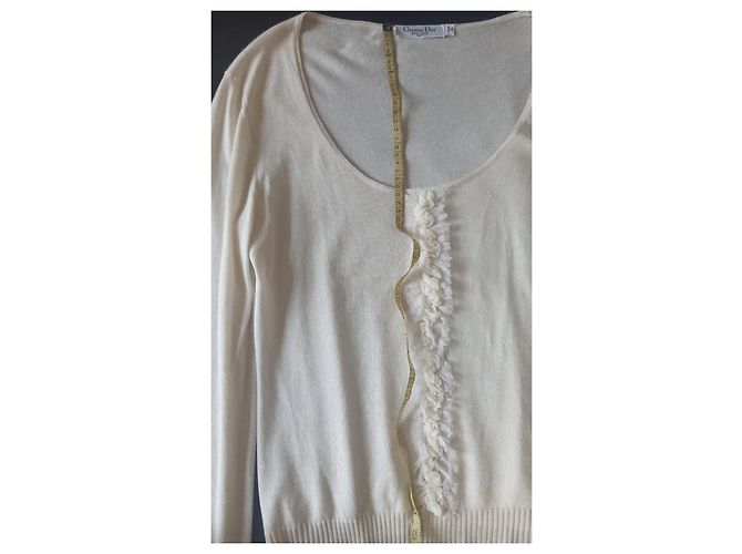 Christian Dior Pullover aus Kaschmir und Seide Cremeweiß Aus weiß - Ansicht 10