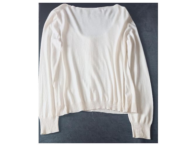 Christian Dior Pullover aus Kaschmir und Seide Cremeweiß Aus weiß - Ansicht 2
