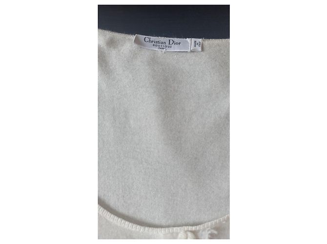 Christian Dior Pullover aus Kaschmir und Seide Cremeweiß Aus weiß - Ansicht 4