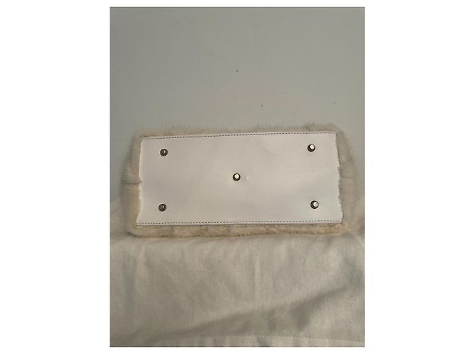 Borsa a mano Nando Muzi in pelle bianca e pelliccia di coniglio ecru Bianco Crudo - vista 2
