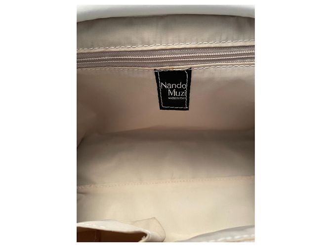 Borsa a mano Nando Muzi in pelle bianca e pelliccia di coniglio ecru Bianco Crudo - vista 7