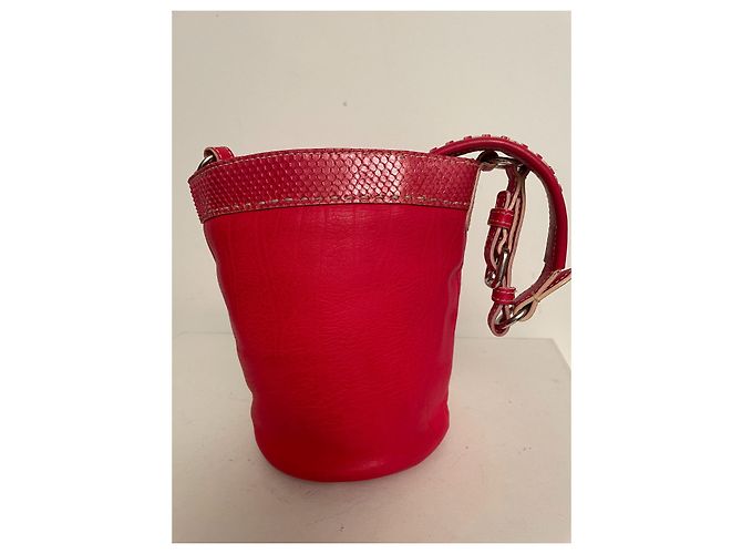 Nando Muzi Handtasche aus Leder und Python Rot - Ansicht 3