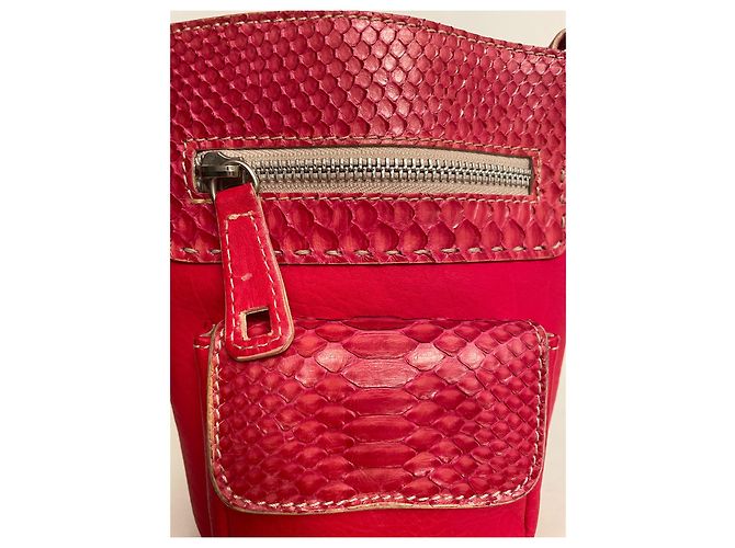 Nando Muzi Handtasche aus Leder und Python Rot - Ansicht 5