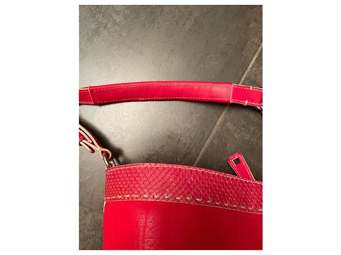 Nando Muzi Handtasche aus Leder und Python Rot - Ansicht 7