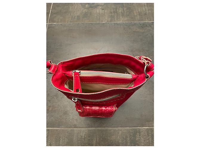 Nando Muzi Handtasche aus Leder und Python Rot - Ansicht 8