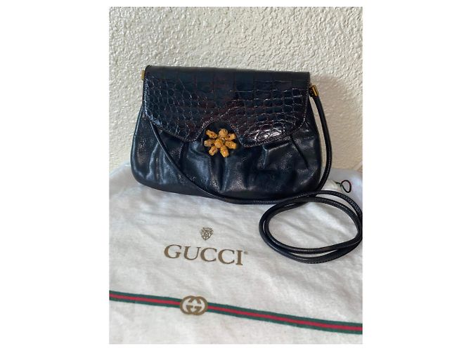 Borsa a tracolla Gucci in pelle di coccodrillo marrone scuro - vista 13