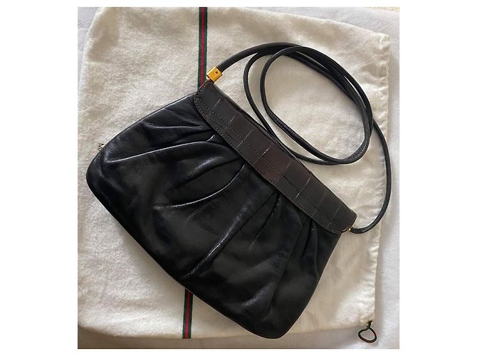 Borsa a tracolla Gucci in pelle di coccodrillo marrone scuro - vista 2