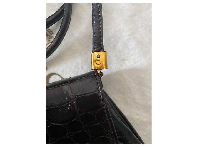 Borsa a tracolla Gucci in pelle di coccodrillo marrone scuro - vista 9