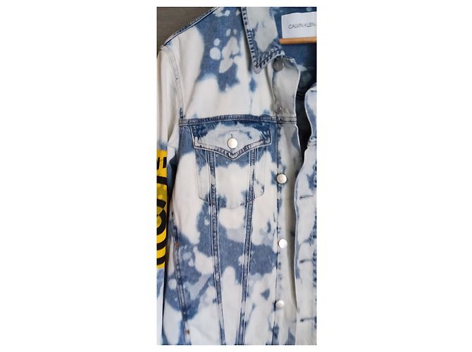 Giacca di jeans Calvin Klein Graffiti Blu Cotone - vista 3
