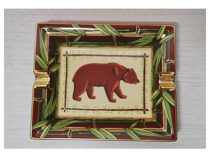 Hermès Cinzeiro hermes Branco Dourado Verde Castanho claro Castanho escuro Verde claro - vista 2