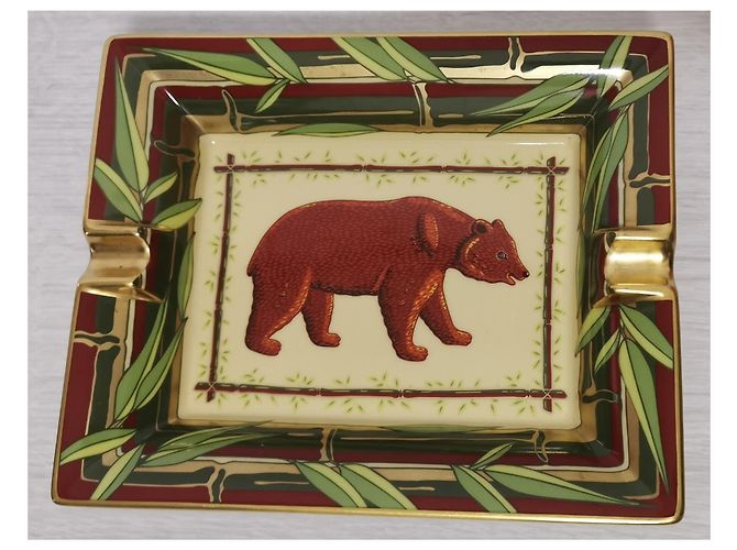 Hermès Cinzeiro hermes Branco Dourado Verde Castanho claro Castanho escuro Verde claro - vista 3