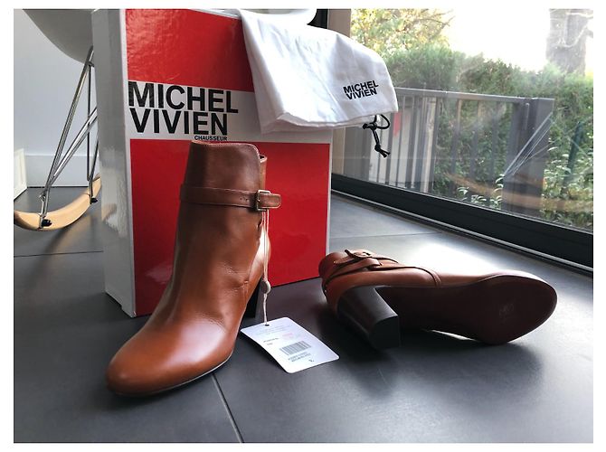 Botines de piel Michel Vivien Myosotis Cognac Coñac - vista 2