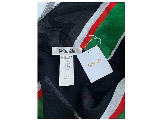 Stola Diane Von Furstenberg in viscosa e modal nero bianco rosso verde - vista 7