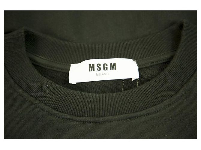 MSGM Mangas largas anchas negras w. Suéter Crop Top De Algodón De Encaje Talla S Negro - vista 3