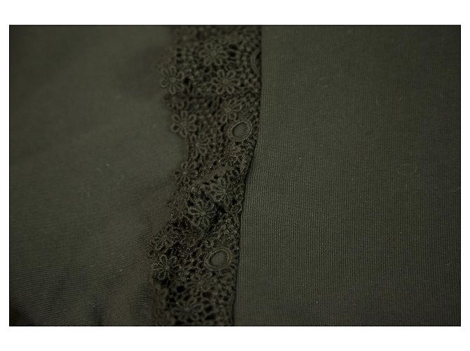 MSGM Mangas largas anchas negras w. Suéter Crop Top De Algodón De Encaje Talla S Negro - vista 5
