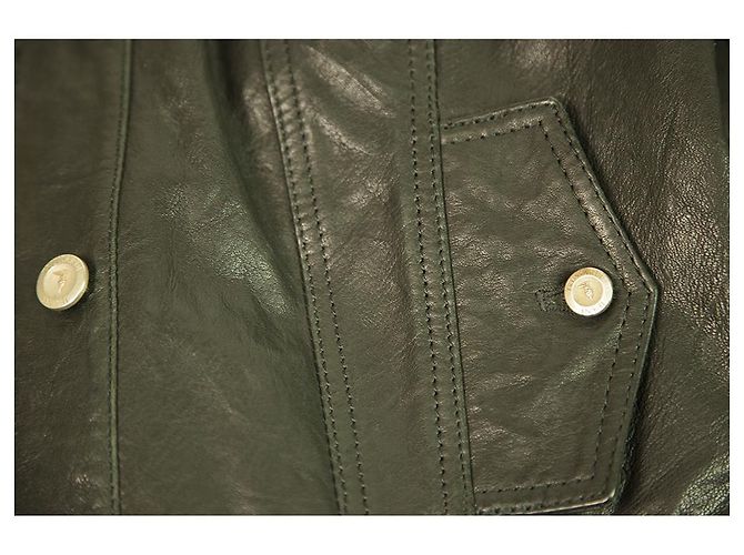 Jaqueta Trussardi Jeans Preto Couro Afastado Designer Biker Tamanho 44 - vista 6