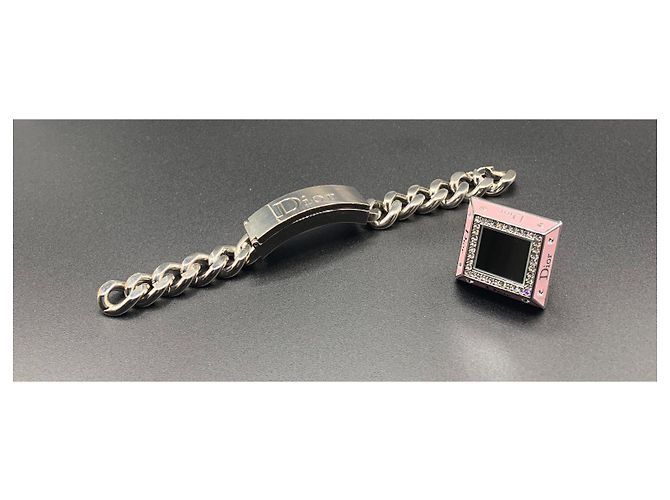 Anello accessorio borsa Dior con cristalli e specchio e catena grumetta Argento - vista 3
