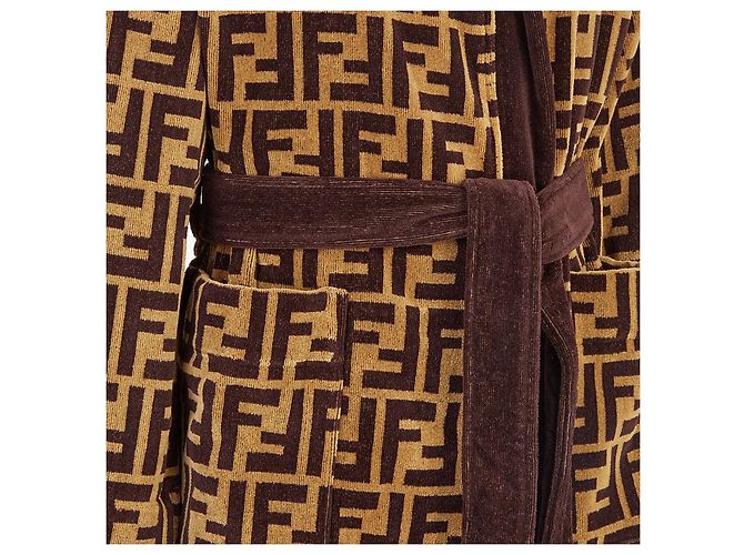 Fendi gefütterter Bademantel mit FF-Logo aus Stoff GRÖSSE M NEU - Ansicht 3