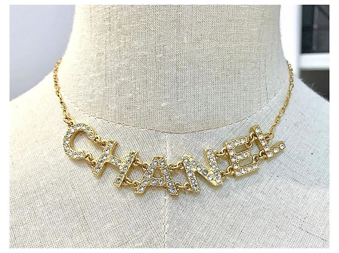 CHANEL Collana girocollo con strass dorati Gold hardware - vista 2