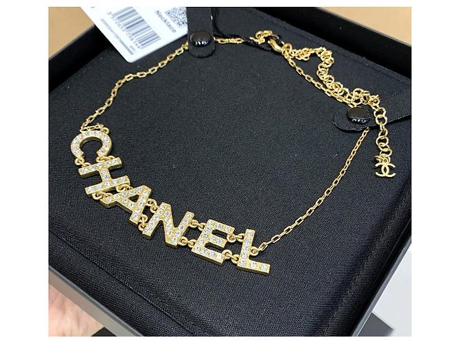 CHANEL Collana girocollo con strass dorati Gold hardware - vista 3