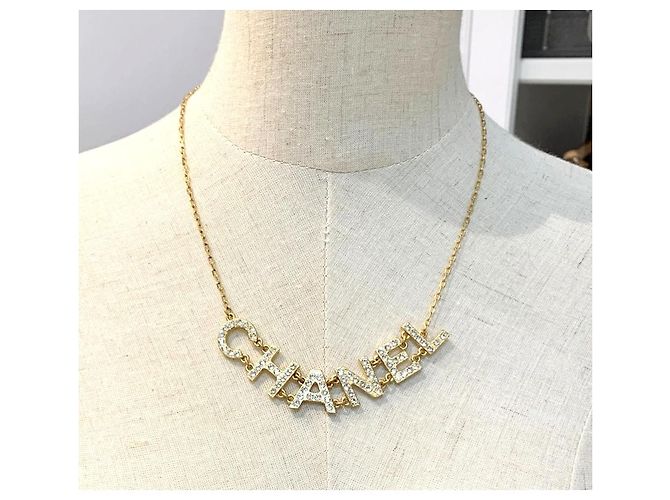 CHANEL Collana girocollo con strass dorati Gold hardware - vista 4