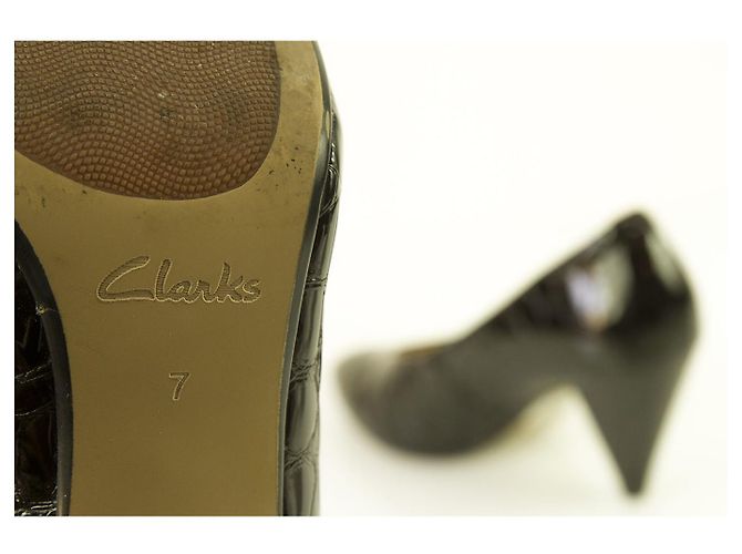 Clarks Schwarz Croco Embossed Lackleder Spitzschuh Pumps Heels Schuhe DE 7 - Ansicht 10