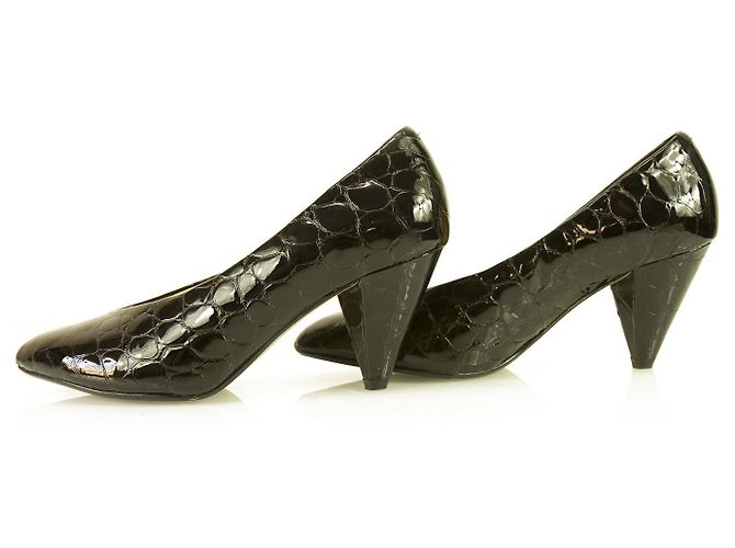 Clarks Schwarz Croco Embossed Lackleder Spitzschuh Pumps Heels Schuhe DE 7 - Ansicht 5