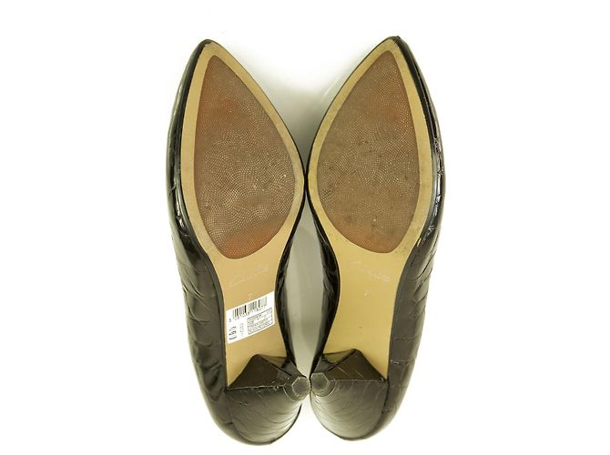 Clarks Schwarz Croco Embossed Lackleder Spitzschuh Pumps Heels Schuhe DE 7 - Ansicht 7