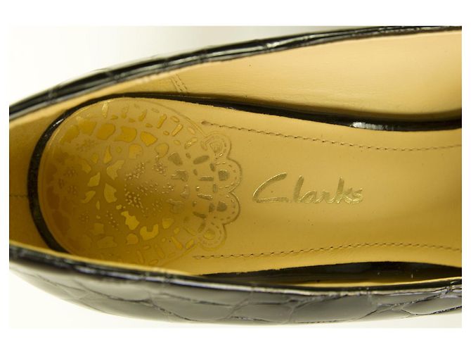 Clarks Schwarz Croco Embossed Lackleder Spitzschuh Pumps Heels Schuhe DE 7 - Ansicht 8