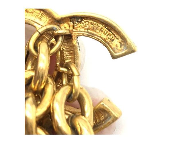 Collana con charm martellato a tripla catena in oro CC Chanel D'oro - vista 2