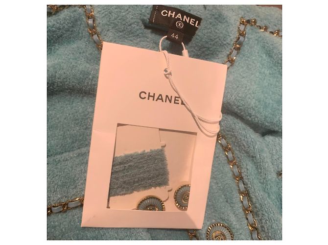 Giacca Chanel Blu Azur in cotone e poliammide Taglia 44 - vista 5