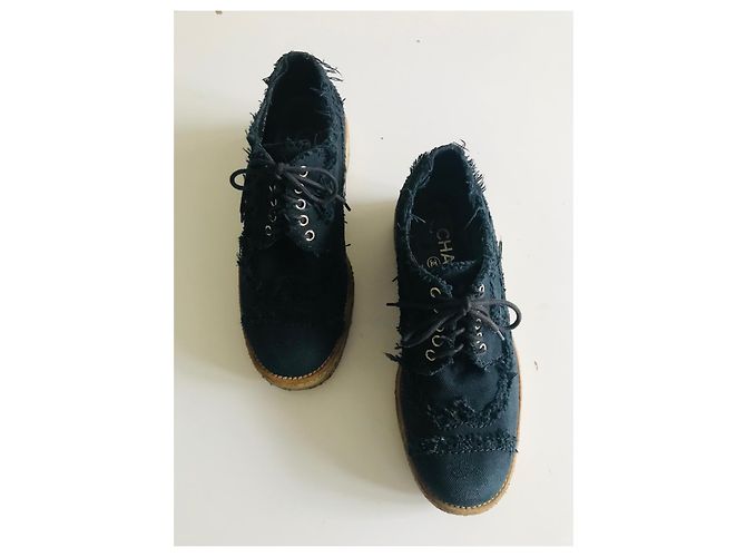 Chanel Oxford-Schnürschuhe Marineblau - Ansicht 10