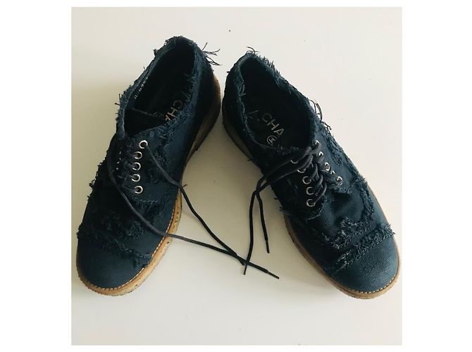 Chanel Oxford-Schnürschuhe Marineblau - Ansicht 16
