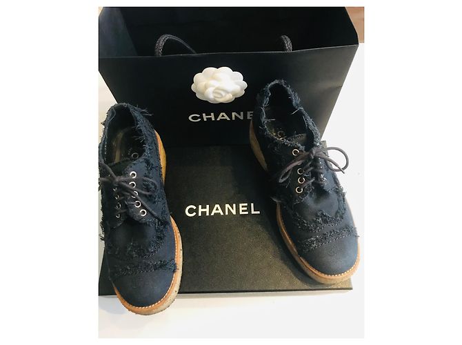 Chanel Oxford-Schnürschuhe Marineblau - Ansicht 19