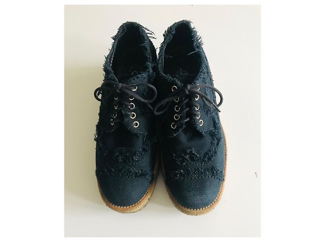Chanel Oxford-Schnürschuhe Marineblau - Ansicht 3