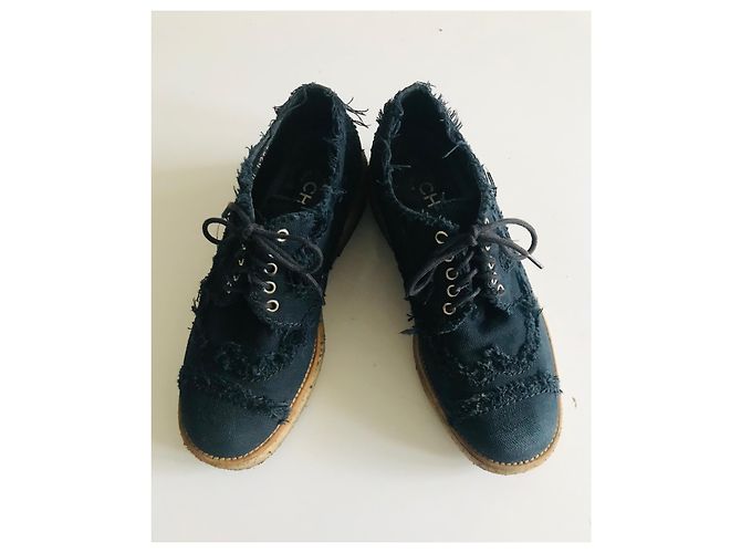Chanel Oxford-Schnürschuhe Marineblau - Ansicht 4