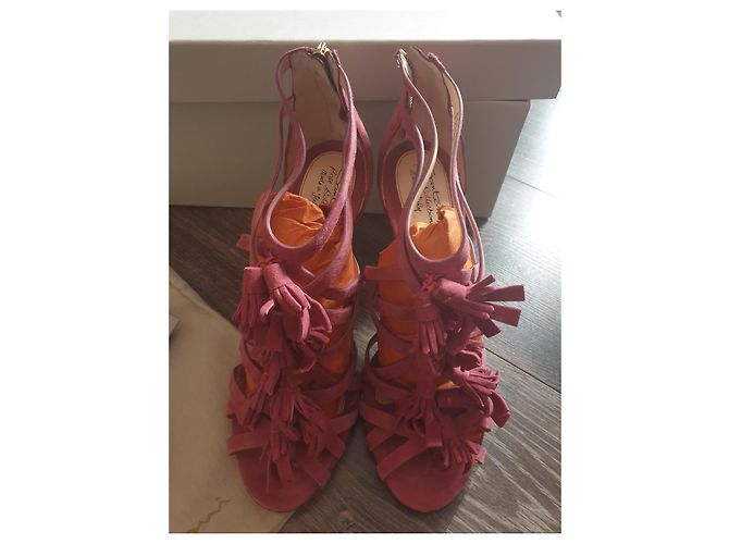 Sandali Santoni in pelle fucsia Fuschia - vista 3