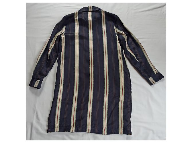 Cappotto Chloé Stora Murano blu navy con strisce beige e rosse - vista 2