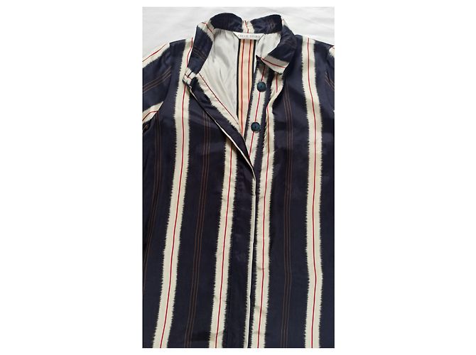 Cappotto Chloé Stora Murano blu navy con strisce beige e rosse - vista 3