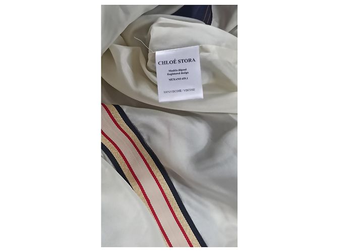 Cappotto Chloé Stora Murano blu navy con strisce beige e rosse - vista 4