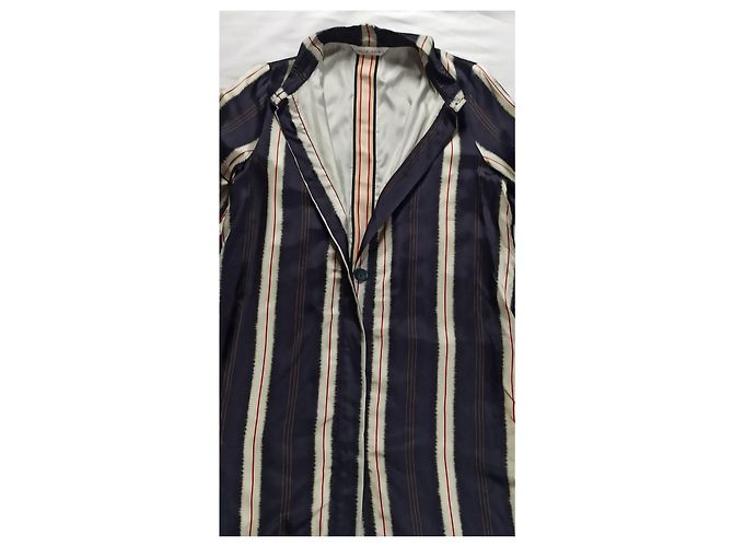 Cappotto Chloé Stora Murano blu navy con strisce beige e rosse - vista 5