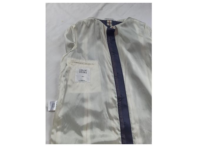 Cappotto Chloé Stora Murano blu navy con strisce beige e rosse - vista 7