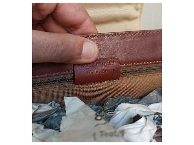 Bulgari-Leder-Canvas-Rucksacktasche Braun Beige - Ansicht 10