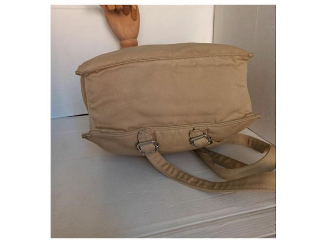 Bulgari-Leder-Canvas-Rucksacktasche Braun Beige - Ansicht 13