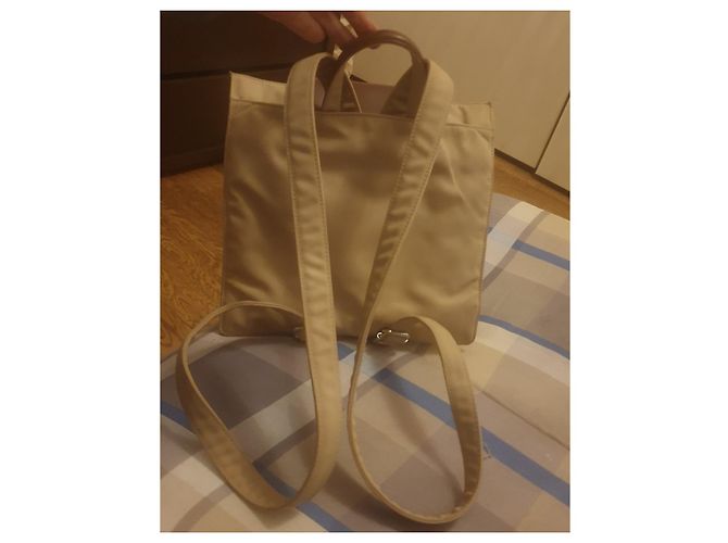 Bulgari-Leder-Canvas-Rucksacktasche Braun Beige - Ansicht 2