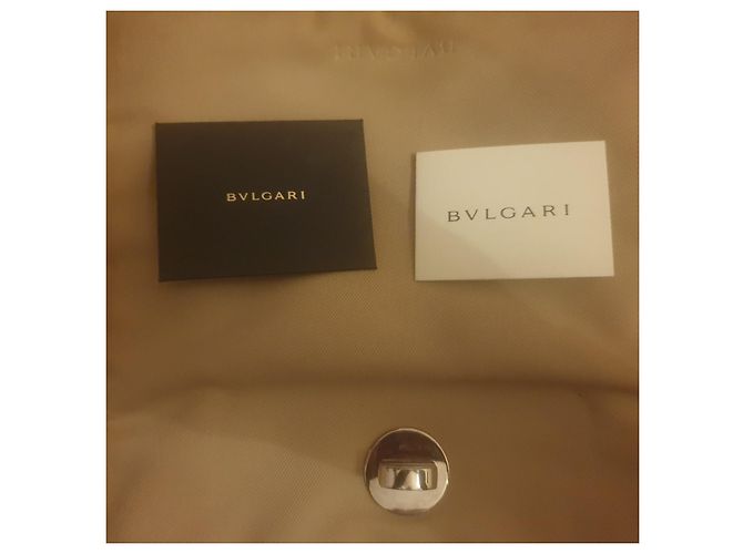 Bulgari-Leder-Canvas-Rucksacktasche Braun Beige - Ansicht 8
